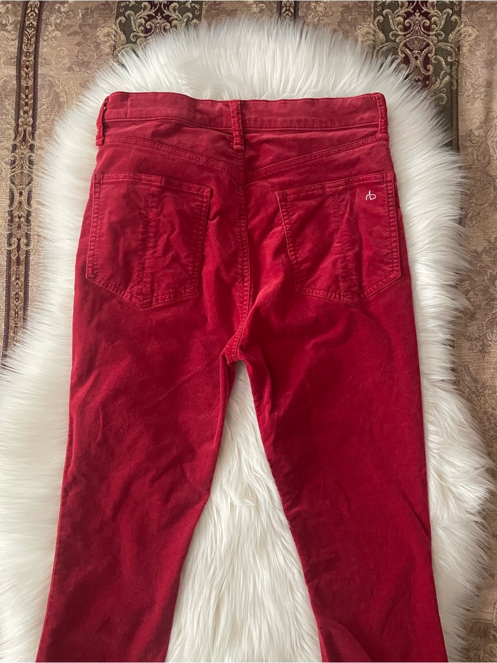 rag & bone Red High-Rise Ankle Skinny Jeans - Picture 7 of 10